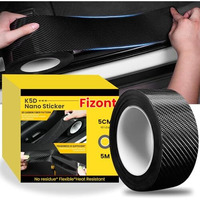 Fizont Carbon Fibre Rubber Scratch Tape Sticker High Gloss Entry Guard Protector Strip Anti-Scratch Tape For Bumper Door Sill Strips (5Cm X 5Meter) (Black)