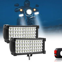 Fabtec 7 Inch 48 Led Bar Light Bike Led Fog Light 48 Led Off-Road Flood Beam For Bikes And Scooties With On/Off Switch (White) (48 Led 7 Inch) (Set Of 2)