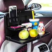 Oshotto (Ft-02) Car Backseat Food Travel Dining Meal & Snack Tray & Cup Holder For All Cars (Black) - 1 Piece
