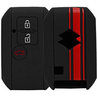 Jvcv Car Key Cover Compatible With Maruti Suzuki Dzire New Swift New Ertiga Smart Key - Rally Stripe (Black Red)