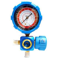 Mass Pro Single Gauge Liquid Flash 250 Psi Manifold Pressure Gauge  R22/R12/R502 Compatible  Brass Body, Anti-Shock Sleeve, Ergonomic Handle For Refrigerant Charging & Vacuum Monitoring