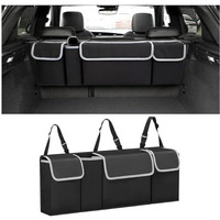 Sthira Car Trunk Organizer, Backseat Hanging Large Storage With Adjustable Straps, Waterproof Collapsible Cargo Bag With 4 Pockets, Sturdy Space Saver Frees Trunk Floor For Suv, Truck