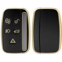 Shopoflux Tpu Car Key Cover Compatible For Jaguar & Range Rover Evoque Velar Discovery Lr4 Land Rover Sport Xf Xj Xe F-Pace F-Type 5 Button Smart Key - Black