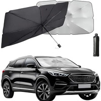 Allextreme 55''X31'' Car Sun Shade Windshield Cover Uv Block Protector, Foldable Auto Umbrella Sunshade For Front Window Heat Insulation & Protection, Universal Fit For Cars (Pack Of 1, Black, M)