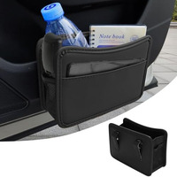 Sthira Car Organizer Small Car Organizer Pouch Clip-On Car Organizer Pouch Collapsible Pu Leather Car Organizer Pouch Trash Bin Multipurpose Car Organizer Pouch For Car Door