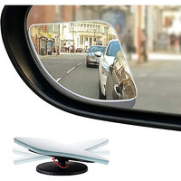 Woscher W1680 Blind Spot Mirror For Car, Rear View Convex Mirror For Car Accessories Exterior, Stick On Frameless Mirror Fits All Cars (Set Of 2, Oval)