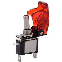 Modaxe Red Color Spst On-Off Toggle Switch With Aircraft Safety Cover For Cars, Bikes, & Other Vehicles