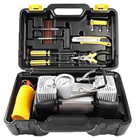 Sarang Car Double Cylinder Air Compressor Tyre Inflator With Analogue Tyre Pressure Gauge With Puncher Repair Kit, Tyre Inflator Heavy Duty Double For Car Truck Bicycle Other Inflatables