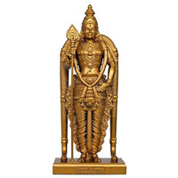 Murtihome The Arulmigu Murugan Statue Batu Caves Malaysia, 10.16 Cm Height, Gold Color, 3D Printed, Uv Resin, Hindu Religious Statue Of Kartikeya Son Of Lord Shiva And Goddess Parvati