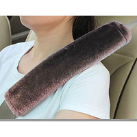 Kozi Pet Soft Faux Sheepskin Seat Belt Shoulder Pad For A More Comfortable Driving, Compatible With Adults Youth Kids - Car, Truck, Suv, Airplane,Carmera Backpack Straps 2 Packs Brown