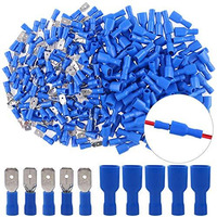 Ehub 100 Pieces (50 Pairs) Fully Insulated Male Female Spade Bullet Wire Connector Electrical Crimp Terminals (Blue)