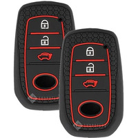 Shopoflux Silicone Key Cover Compatible With Toyota Fortuner | Fortuner Legender | Innova Hycross 3 Button Smart Key - Black (Pack Of 2)