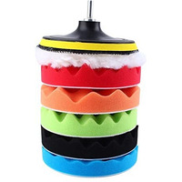 8Pcs Car Polishing Pads Waxing Buffing Pad Sponge Kit Set For Car Polisher Buffer Waxer Sander Polishing Waxing Sealing Glaze | 5 Polish Pads + 1 Woolen Buffer + 1 Backer Pad + M14 Adapter (5 Inch)