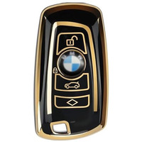 Shopoflux Tpu Car Key Cover Compatible For Bmw X4, X3, 5 Series, 6 Series, 3 Series, 7 Series 4 Button Smart Key - Black