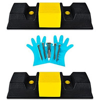 K T I Plastic Parking Stopper For Garage Floor, Blocks Car Wheels And Stops The Tires - Pack Of 2 (500 X 100 X 150)