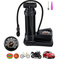 Floovi Bike Car Cycle Tyre Air Pump Portable Activated High Pressure Mini Foot Floor Pump With Pressure Gauge Lightweight For Roadtrip Motorbikes, Car, Bicycle, Football And Air Mattress Tubeless