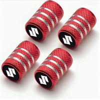 Greenworld Premium Red Metal Car Tyre Valve Caps Featuring Car Logo Emblems - Durable, Stylish, And Universal Wheel Accessories(Suzu-Kii)