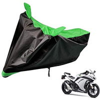 Auto Hub Water Resistant Bike Body Cover For Kawasaki Ninja 300 - Black/Green