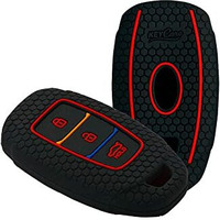 Keycare Silicone Key Cover Compatible For Hyundai I20, Kona, Verna 2018 Onwards 3 Button Smart Key (Black)