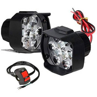 Auto Hub 9Led Fog Light Waterproof Black Body Spot Beam Pod Work Lamp With Handlebar Switch For Motorcycle Jeep Suv Car And Truck (White, 9 W)