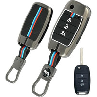 Coll Of Fest Metal Silicon Key Cover Compatible For Kia Carens | Sonet | Seltos 3 Button Flip Key Cover Full Metal Protections Special Feature Visible In Low-Light Conditions