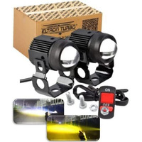 Eltron Turbo Elt 1 Month Warranty Original Led Dc Power Mini Drive Fog Light Universal For All Models Of Motorcycle,Bikes,Scooters,Cars,Projector Light 30W(Pack Of 2,Yellow + White 3 Mode Way Switch)