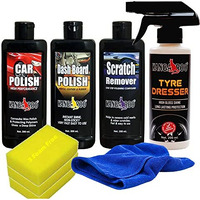 Kangaroo Car Care Kit (Tyre Dresser + Car Polish + Dashboard Polish + Scratch Remover) With 3 Sponge And 1 Micro Fiber Towel Total Your Car Care Pack