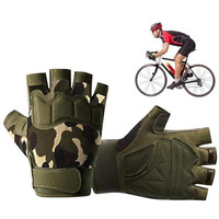Proberos Riding Gloves For Bikers Men & Women, Anti-Slip Adjustable Wrist Support Gloves, Breathable Fingerless Cycling, For Motorcycle, Gym, Weightlifting, Outdoor Sports, Camouflage (Xl)