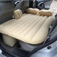 Leopax Inflatable Travel Car Bed Air Sofa With Two Inflatable Pillow For Car Back Seat Fits Most Car Models Suv, Mpv, Truck, Minivan - Multicolor (Cream/Grey/Black)