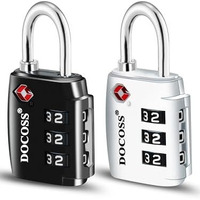 Docoss-Set Of 2-202 Tsa Locks For Luggage, Number Lock For Bag Small Locks For Luggage Tsa Lock Combination Password Locks For Travel (Black,Silver)