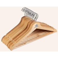 Homestrap Premium Round Bar Wooden Hanger (Pack Of 12)| Durable Wooden Garment Hangers With Cut Notches & 360 Degree Swivel Chrome Hook For Hanging Heavy Clothes