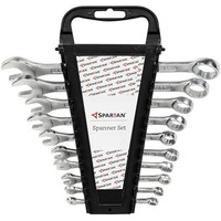 Spartan Carbon Steel Combination Spanner Set/Wrench Set/Tool Kit Multipurpose Home Use And Professional Spanners, Corrosion Resistant Chrome Plating Open Jaw And Ring Spanners (Silver, Set Of 10)