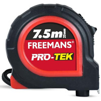 Freemans Pro-Tek 7.5M:25Mm Steel Inchi Pocket Measuring Tape With Non Slip Rubber Covered Abs Case, Click-Action Front Lock, Pause Button, Hand Strap And Belt-Clip
