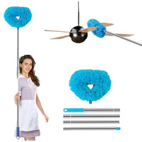 Monjay Microfiber Feather Duster Bendable & Extendable Fan Cleaning Duster With 126 Inches Expandable Pole Handle Washable Duster For High Ceiling Fans,Window Blinds, Furniture (Blue, King)