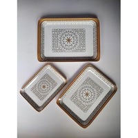 Swift International Durable Multi-Use Premium Printed Rectangular Melamine Serve Ware Set Of 3, Tray-Set Of 3 (Small, Medium & Large) (T1, King) (Multicolour)