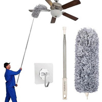 Warmewelt Fan Cleaning Mop With Long Rod, Microfiber Feather Duster For Home, Cleaning Brush With Long Handle, Upgraded Bendable Extendable 100-Inch Pole For Ceiling Fans, Blinds, Furniture, Cobwebs