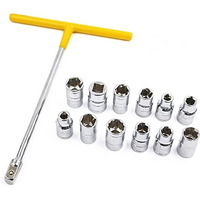 Inditrust 13Pcs Vehicle Car T Shaped Handle Wrench Spanner With 8-19Mm 1/2 Socket Tool Set (With Sleeve)