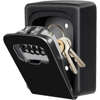 Inditradition Wall Mounted Key Lock Box For Indoor & Outdoor | Key, Cards, Pendrives Hider Box With Combination Lock (12X9X4 Cm, Unbreakable Abs, Black)