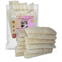 Indigenous Living Natural Kitchen Scrubber 12 Economy Pack For Sparkling Clean Surfaces - Sustainable, Biodegradable, And Tough On Grime Natural Loofah