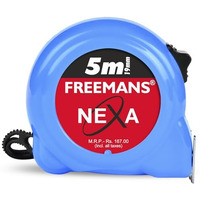 Freemans Nexa 5M:19Mm Steel Inchi Measuring Tape - 5M With Unbreakable Abs Case || Click Action Front Lock || Double-Sided Printing And Belt Clip