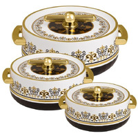 Selvel Elegance Royal Inner Steel Casserole Set Of 3 (1700Ml, 1200Ml, 600Ml) | P.U. Insulation Hot Case | Hot Pot Keeps Food Hot & Fresh For Long Hrs | Hot Box For Chapati, Roti, Biryani And More | Coral Black