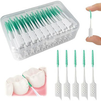 Street27 160 Pcs Interdental Manual Adult Brush Ultra Tight Bristles Tooth Flossing Head Oral Dental Hygiene Brush Tooth Pick Flosser Toothpick Sticks (Green, 160Pcs)