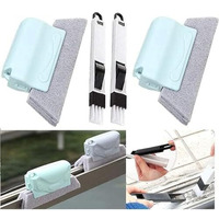 Vrokla Double Combo Of Window Groove Frame Cleaning Brush& Dust Cleaning Brush For Window Slot Keyboard With Mini Dustpan Door Track Cleaning Tool For All Corners Edges Gaps(Multicolour) Pack Of 2