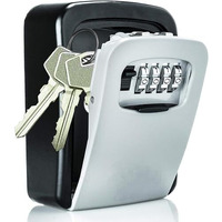 Inditradition Wall Mounted Mettalic Key Lock Box For Indoor & Outdoor | Key Hider Box With Combination Lock (12X9X4 Cm, Grey/Black)