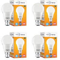 Wipro 10W B22 Led White Bulb, Pack Of 4 (Garnet)