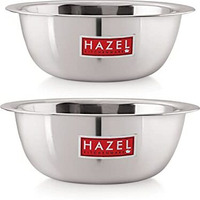 Hazel Stainless Steel Serving Bowl | Snacks Serving And Mixing Bowl Set | Kitchen Accessories Items (Set Of 2, 350 Ml & 550 Ml)