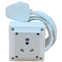 Indrico Extension Board Heavy Duty 1 Socket 15A 16A 20A High Load Capacity 3000 Watts With 16A Big Plug Pvc White (2 Meter),220Volts