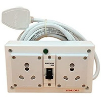 Indrico 16A Electric Multi Outlet Extension Board Box With Mcb For Heavy Duty Pvc White Pack Of 1 (2.5 Mm 3000 Watts, 3 Meter Cable), 240 Volts