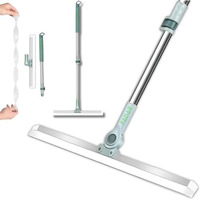 Magic Broom Silicone Floor Wiper  Heavy Duty, Durable & Efficient Floor Cleaning Tool Stainless Steel Extendable Handle Bathroom And Kitchen Squeegee Wiper