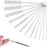 Hasthip 12Pcs Straw Cleaner Brushes, 8 Inch Tube Cleaning Brush And Nylon Pipe Brush Kit For Sippy Cup, Tumbler, Water Bottle, Drinking Straw, White